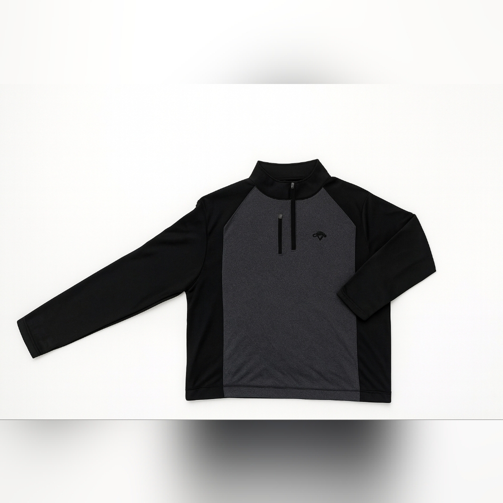 Callaway Men’s Quarter-Zip Golf Pullover – Black & Gray – XXL